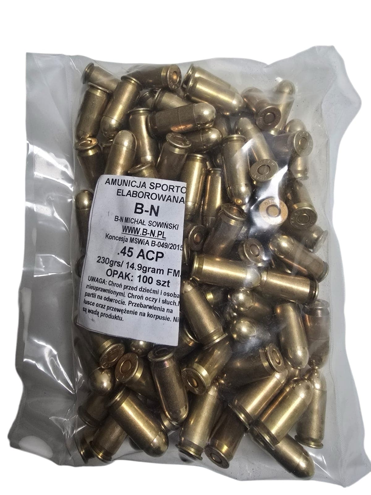 Amunicja elaborowana B-N kaliber .45 ACP w opakowaniu